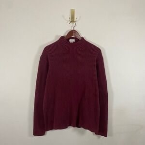 Covington Burgundy Ribbed Mock Neck Sweater Funnel Collar XL Cotton Dark Red